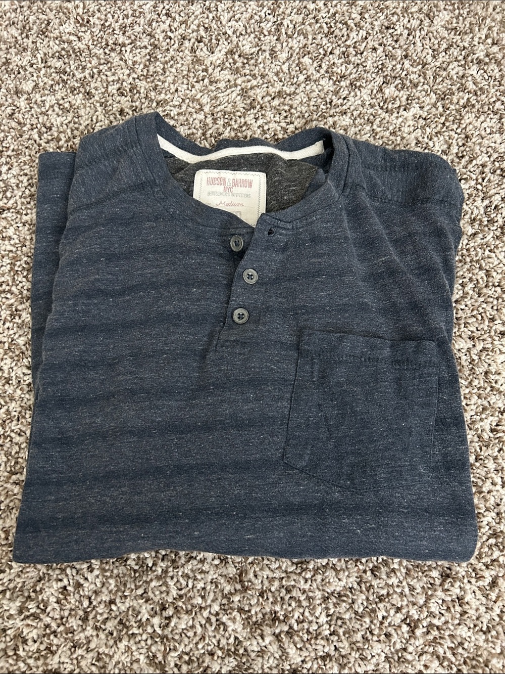 Men's Navy Henley Pocket Shirt